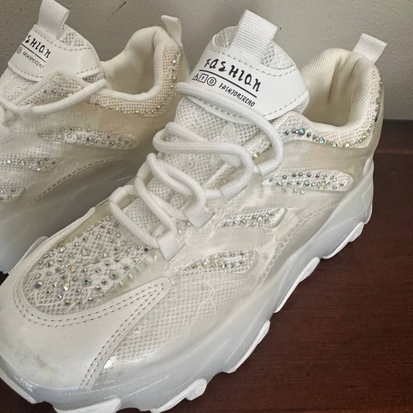 Thick-Soled Sport Shoes With Mesh, Rhinestones sneakers - Picture 2 of 7